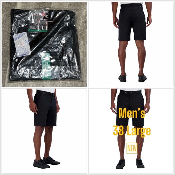 Men's Gerry 38 Large Shorts Chino Khakis Black Stretch Flex Active Golf Venture - Picture 1 of 9